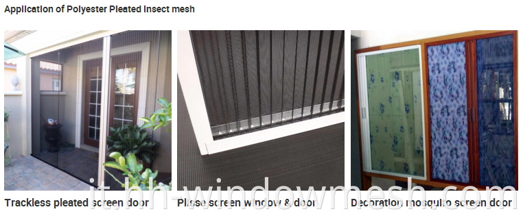 Polyester per schermo a mosca piegato da 16 mm con schermata di insetti pieghettata in fibra di vetro